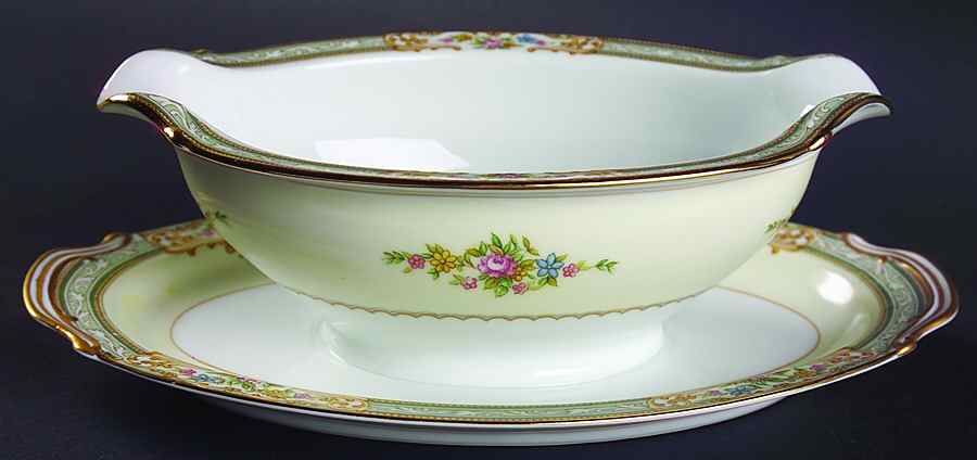 Lynbrook (4724 & NO #) Gravy Boat with Attached Underplate by Noritake-1