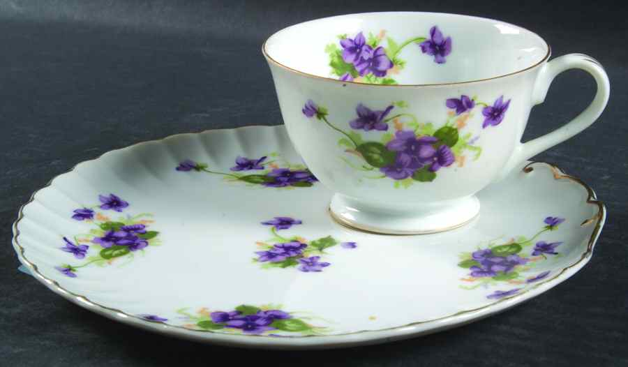 Sweet Violets Snack Plate & Cup Set by Norcrest-1
