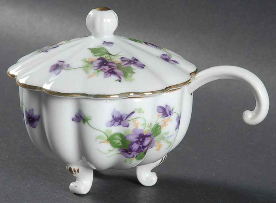 Sweet Violets Jam/Jelly & Lid W/Spoon by Norcrest-1