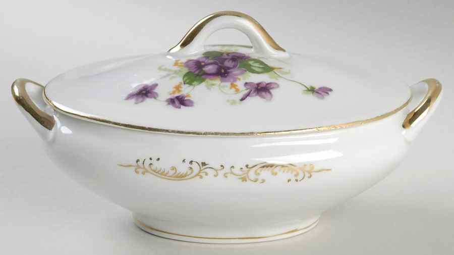 Sweet Violets Oval Box & Lid by Norcrest-1