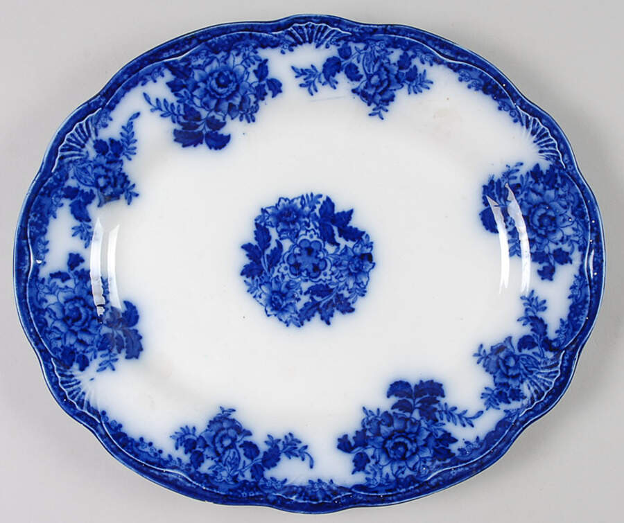 Waldorf (Fan Embossed Edge) 10" Oval Serving Platter by New Wharf-1