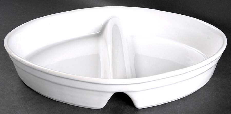 Coronado White Oval Divided Vegetable Bowl by Nancy Calhoun-1