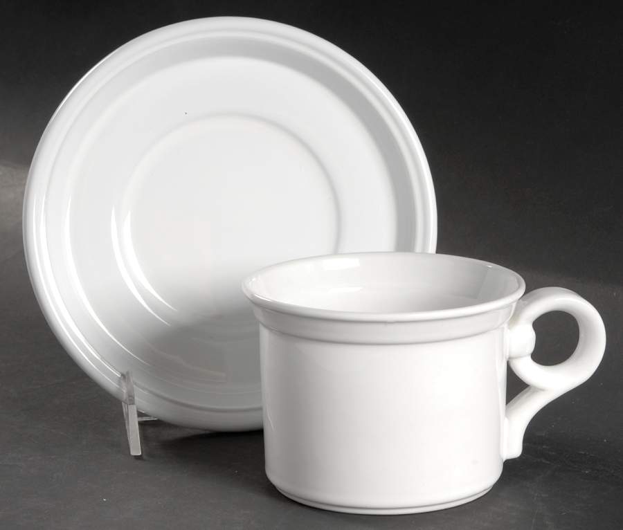 Coronado White Flat Cup & Saucer Set by Nancy Calhoun-1