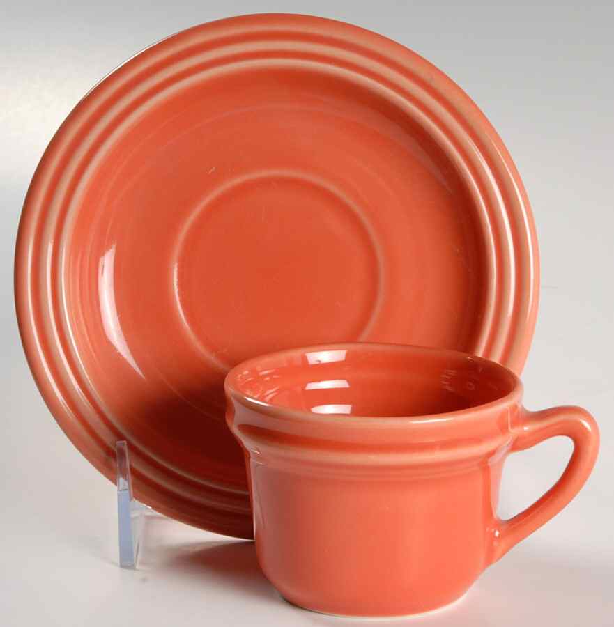Flamingo Coral Flat Demitasse Cup & Saucer Set by Nancy Calhoun-1