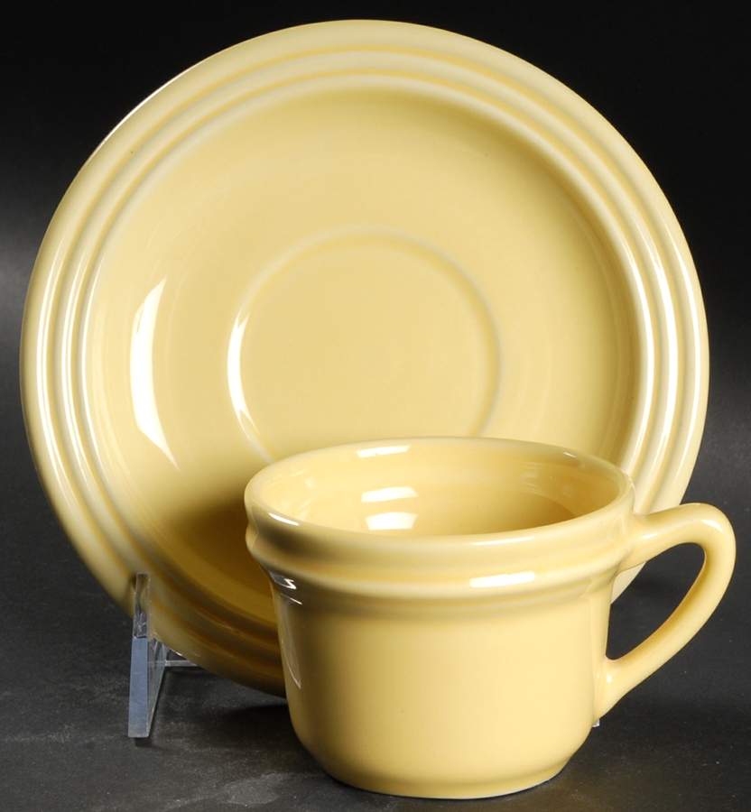 Flamingo Lemon (Yellow) Flat Demitasse Cup & Saucer Set by Nancy Calhoun-1
