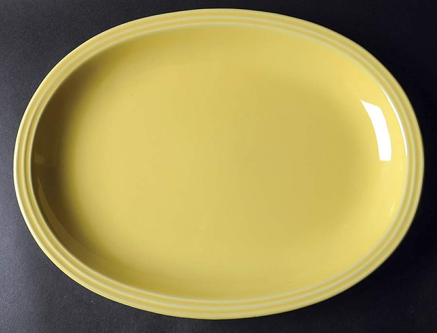 Flamingo Lemon (Yellow) 13" Oval Serving Platter by Nancy Calhoun-1