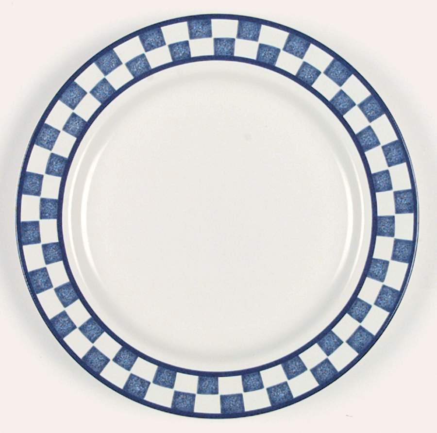 Checks Sapphire Dinner Plate by Nancy Calhoun-1