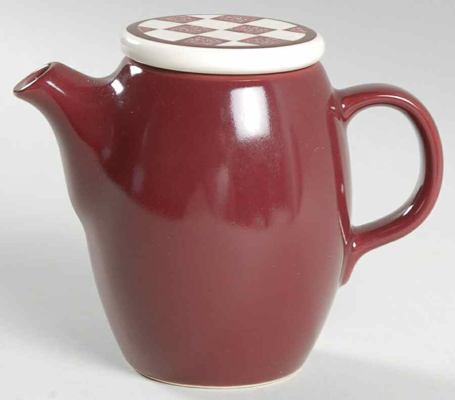 Checks Raspberry Creamer & Lid by Nancy Calhoun-1