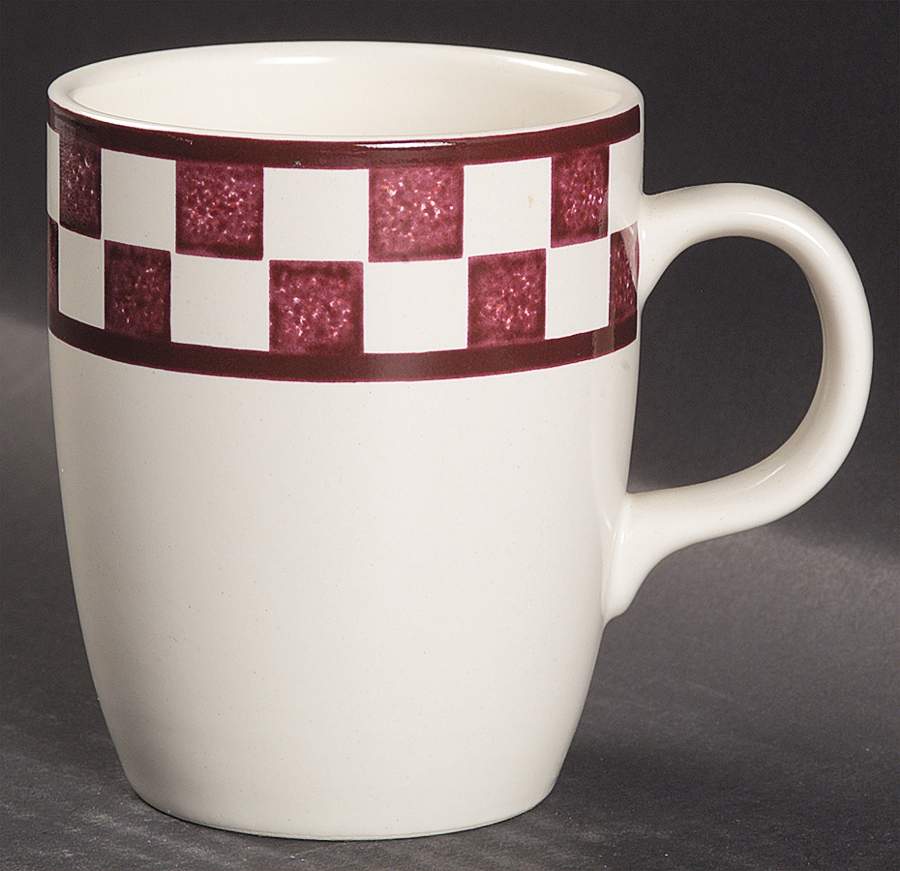 Checks Raspberry Mug by Nancy Calhoun-1