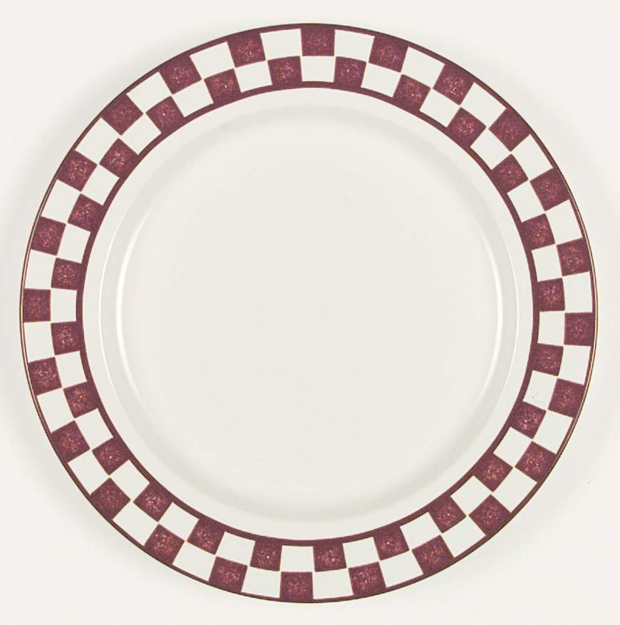 Checks Raspberry Dinner Plate by Nancy Calhoun-1