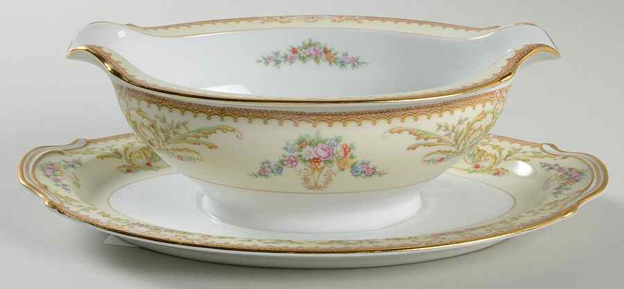 Nanette (4912) Gravy Boat with Attached Underplate by Noritake-1