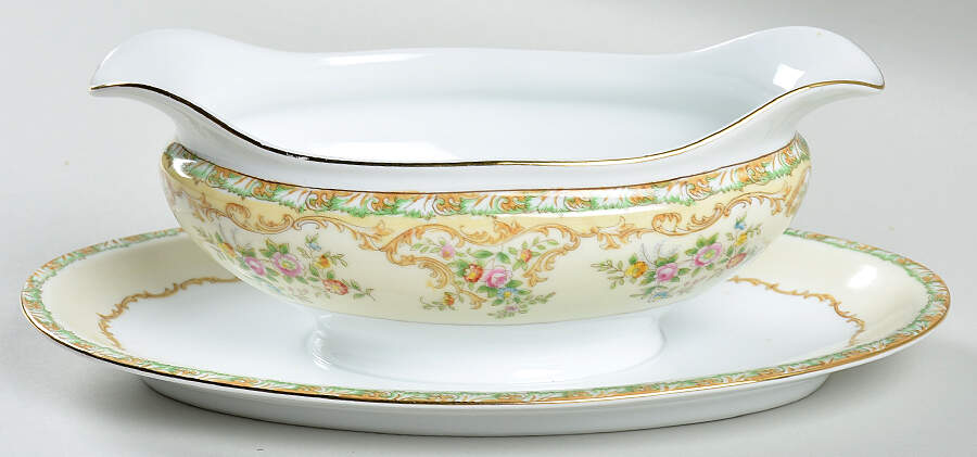 N1185 Gravy Boat with Attached Underplate by Noritake-1