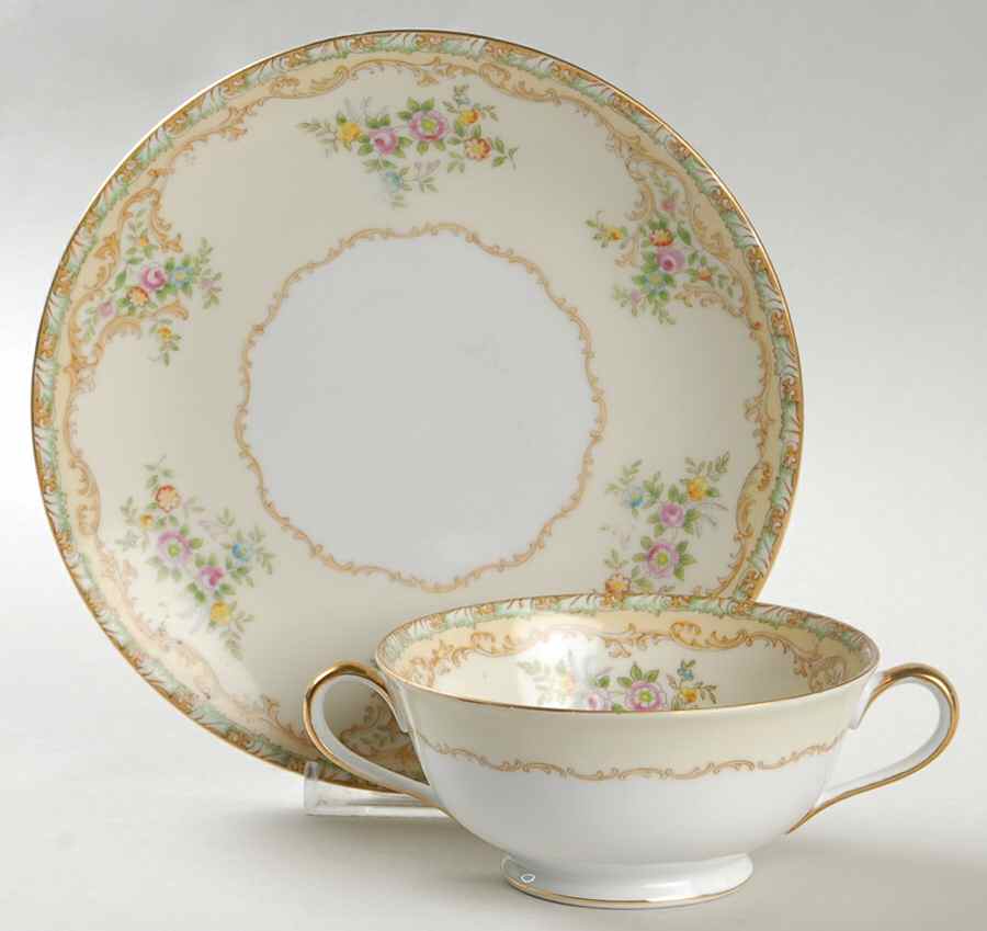 N1185 Footed Cream Soup Bowl & Saucer Set by Noritake-1