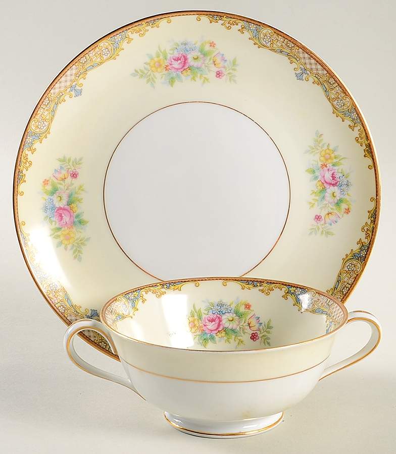Carmela (4732) Footed Cream Soup Bowl & Saucer Set by Noritake-1