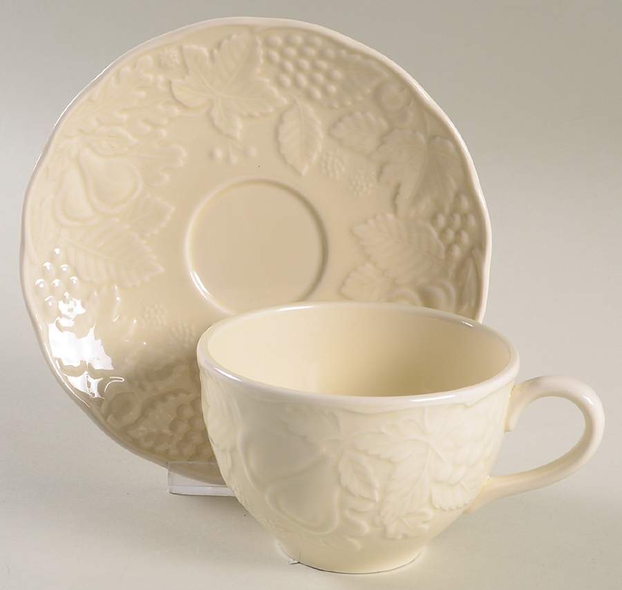 Woodbury Ivory Flat Cup & Saucer Set by Nikko-1