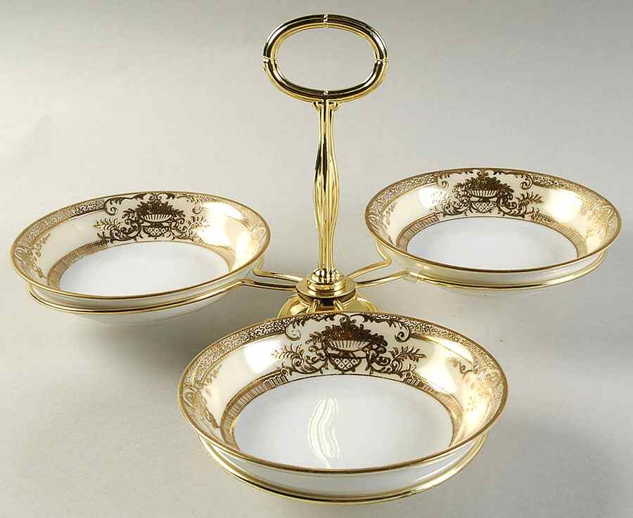 Fleurdor 7" x 12" 3-Part Relish & Metal Stand (FR) HC by Noritake-1