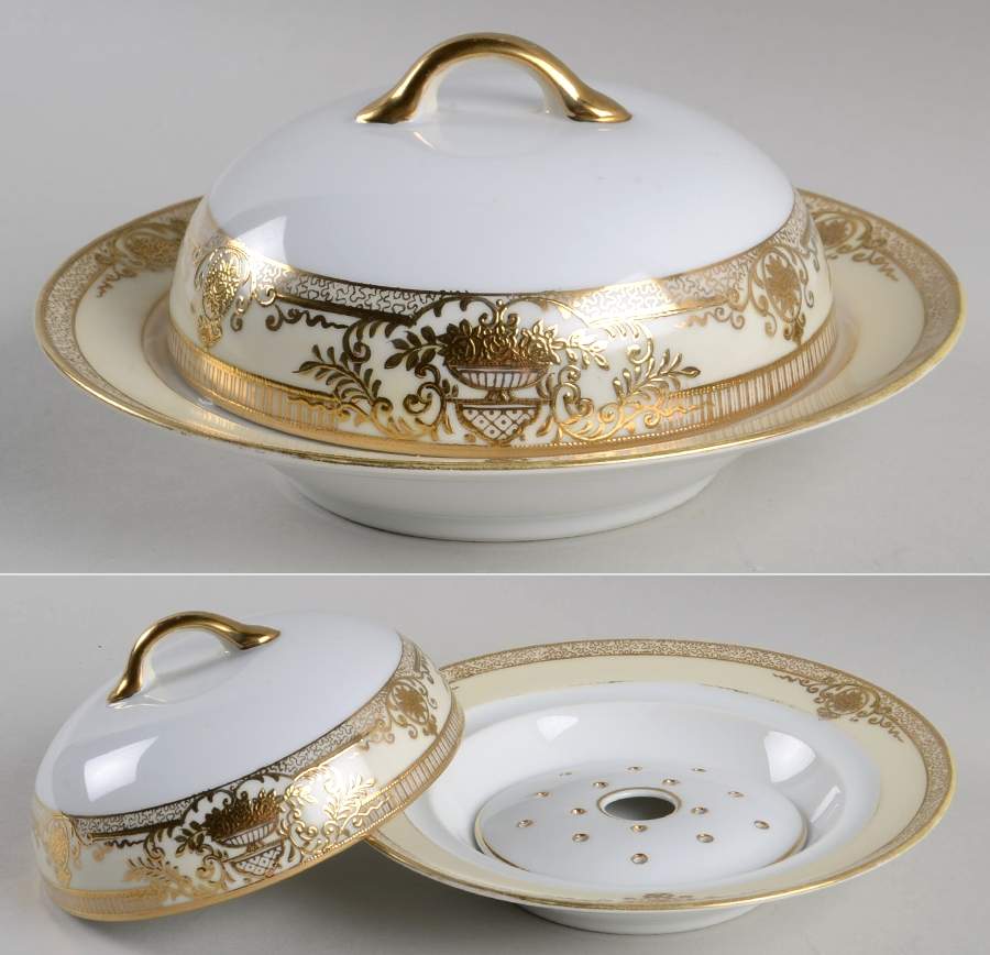 Fleurdor Round Covered Butter with Strainer by Noritake-1