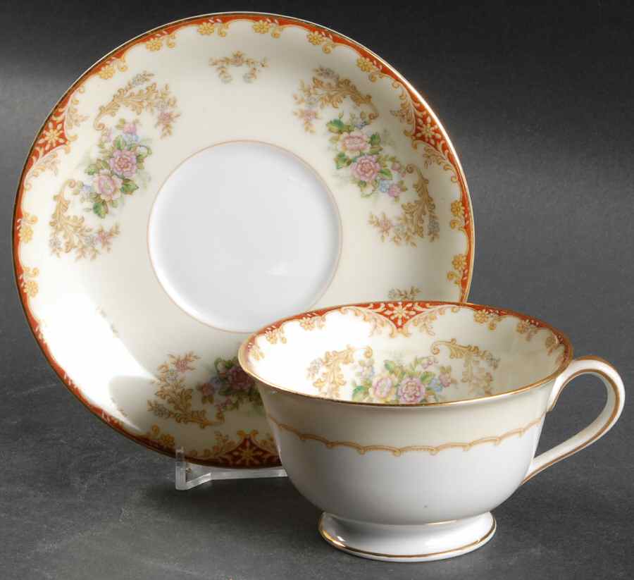Cardinal (4731& No #) Footed Cup & Saucer Set by Noritake-1