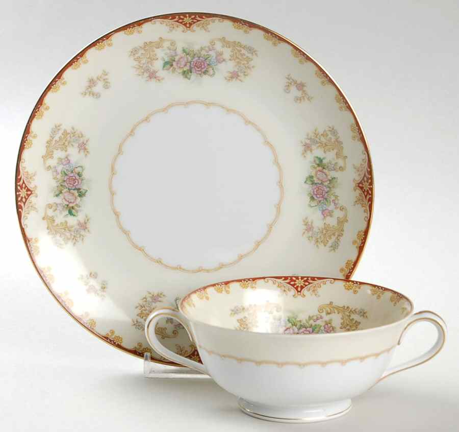 Cardinal (4731& No #) Footed Cream Soup Bowl & Saucer Set by Noritake-1