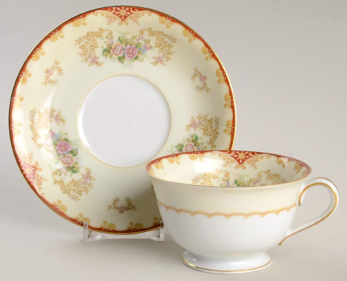 Cardinal (4731& No #) Footed Cup & Saucer Set by Noritake-1