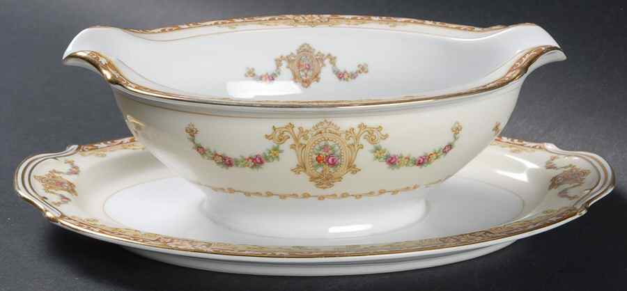 Camillia (4735) Gravy Boat with Attached Underplate by Noritake-1