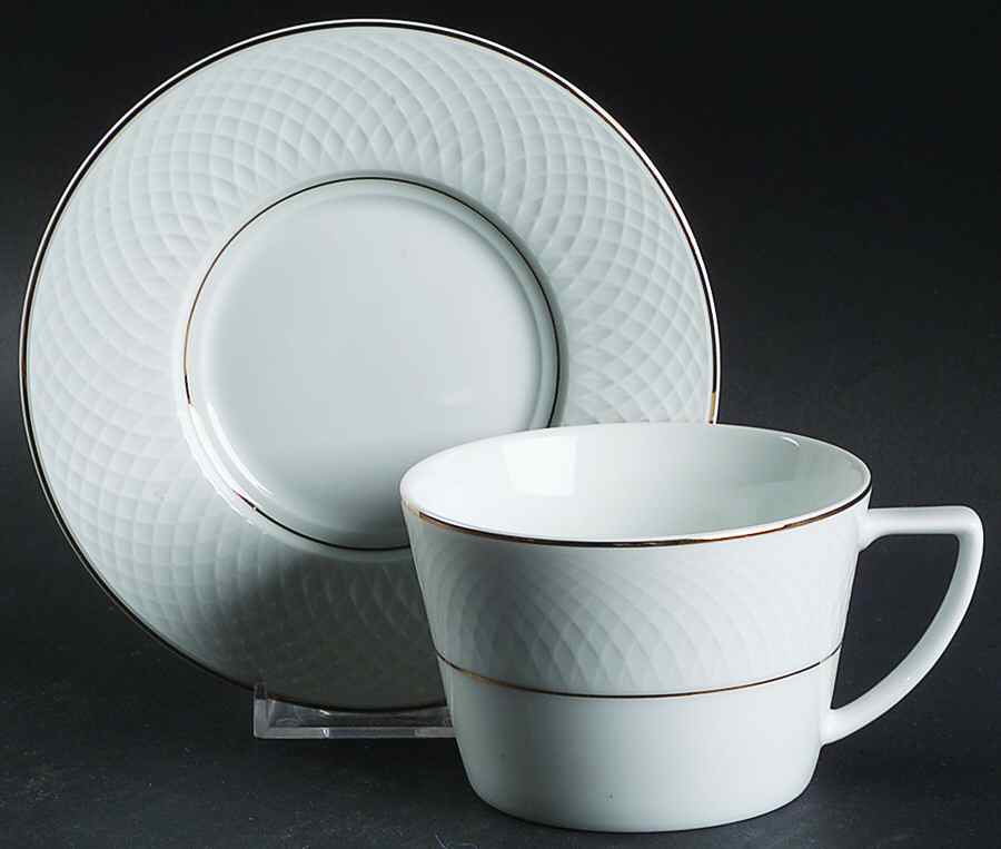 Orbit Gold Flat Cup & Saucer Set by Nikko-1