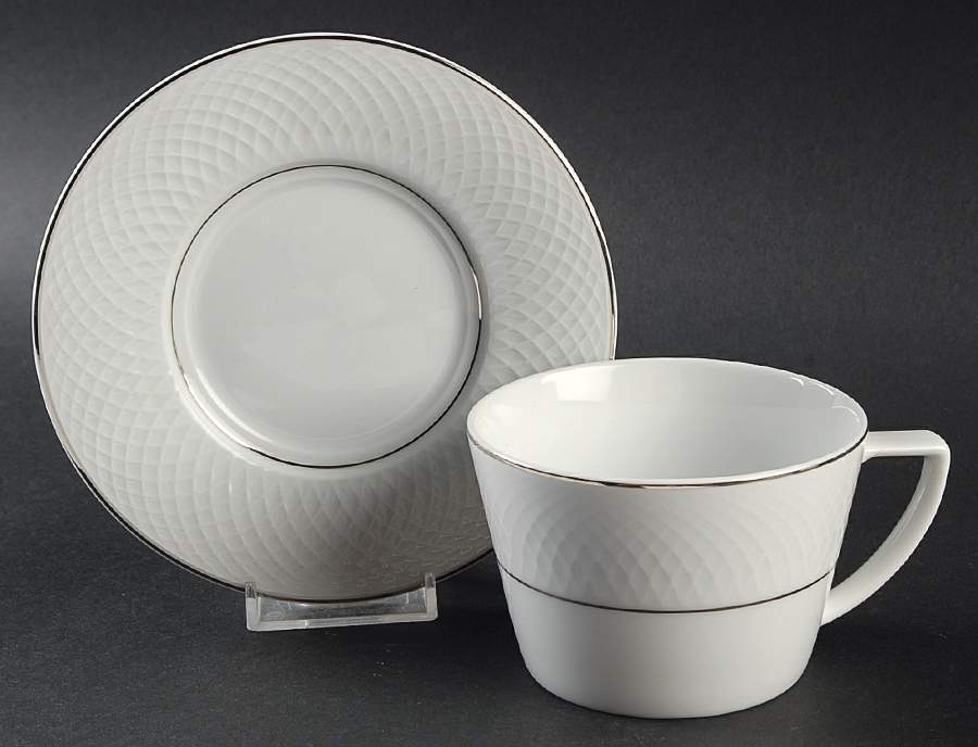 Orbit Platinum Flat Cup & Saucer Set by Nikko-1