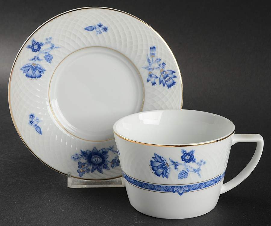 Victoria (Blue) Flat Cup & Saucer Set by Nikko-1