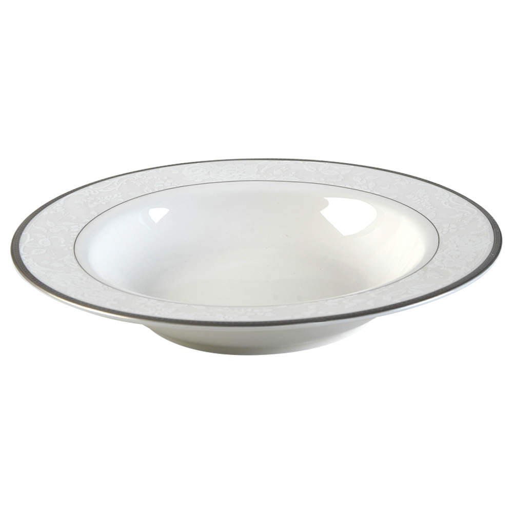 Vintage Lace Platinum Large Rim Soup Bowl by Nikko-1