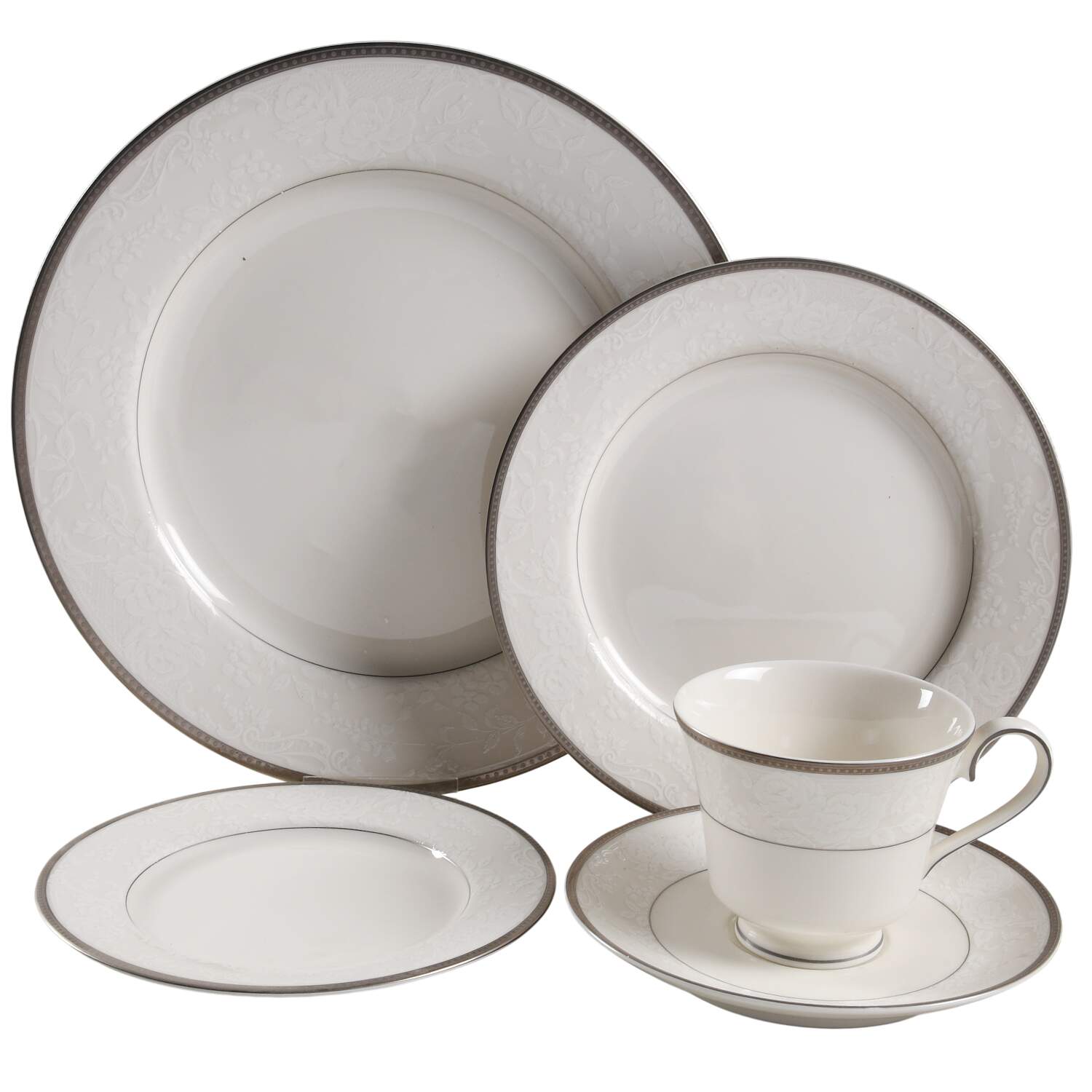 Vintage Lace Platinum 5 Piece Place Setting by Nikko-1