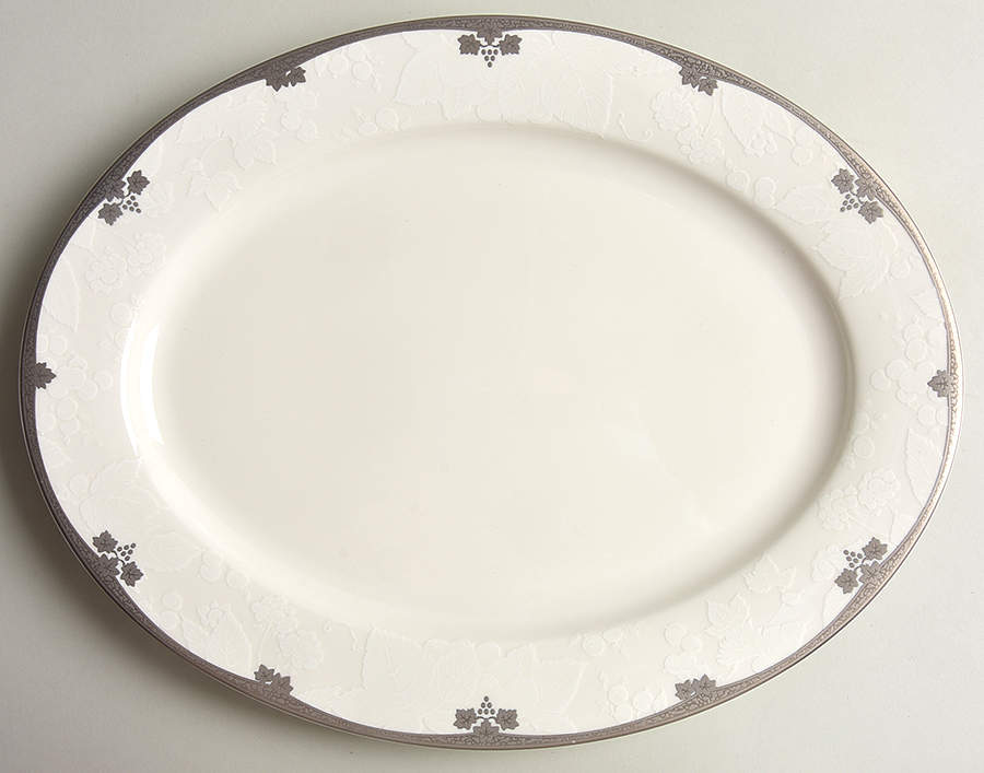 Platinum Ambrosia 14" Oval Serving Platter by Nikko-1