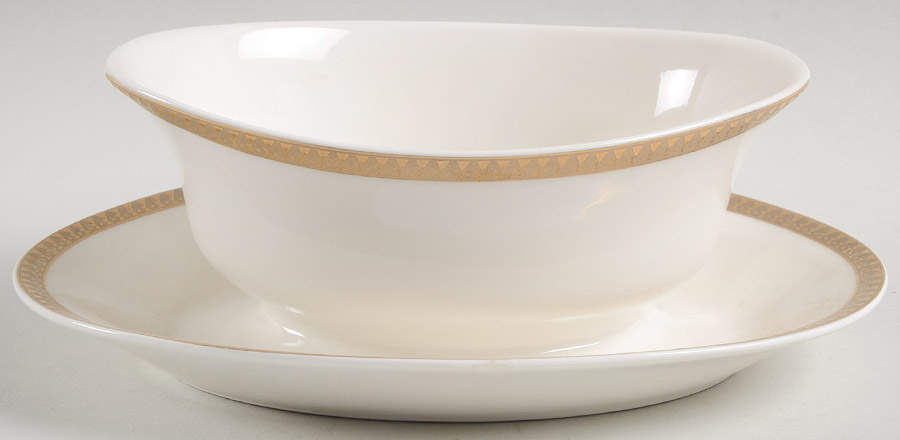 Inca Gold Gravy Boat with Attached Underplate by Nikko-1
