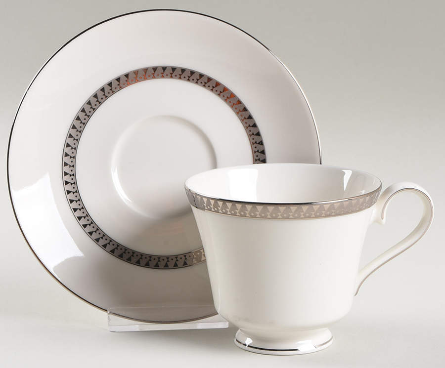 Inca Platinum Footed Cup & Saucer Set by Nikko-1