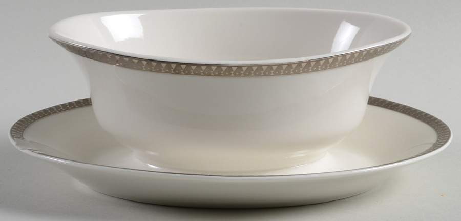 Inca Platinum Gravy Boat with Attached Underplate by Nikko-1
