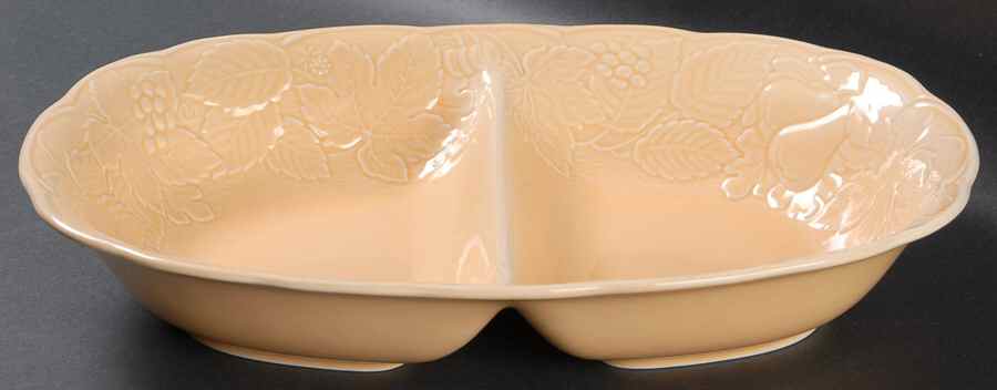 Woodbury Melon 12" Oval Divided Vegetable Bowl by Nikko-1