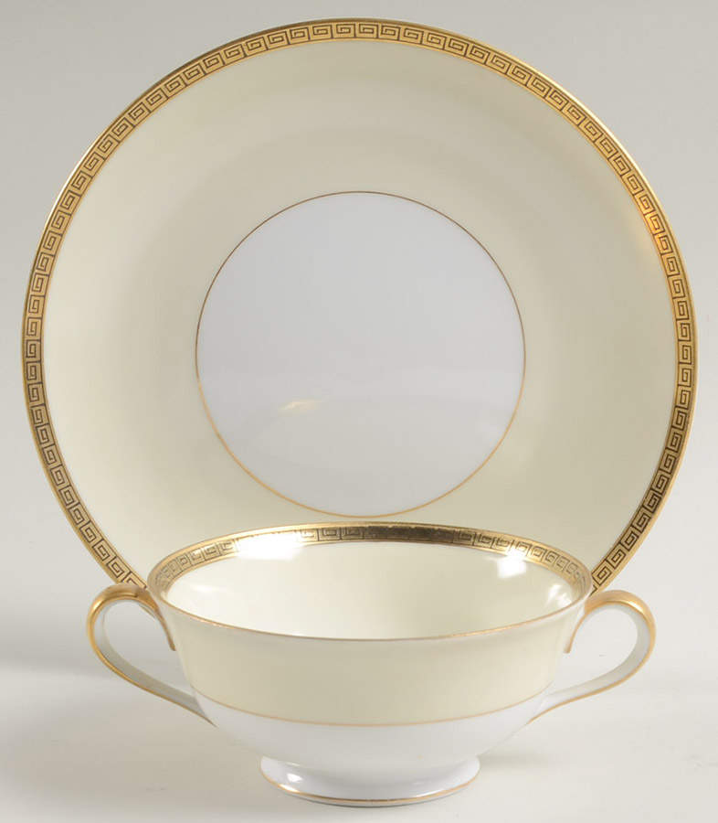 Gracewood Footed Cream Soup Bowl & Saucer Set by Noritake-1