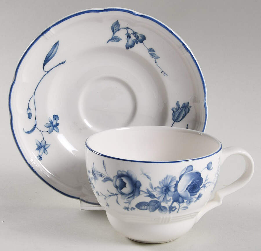 Antoinette Blue Flat Cup & Saucer Set by Nikko-1