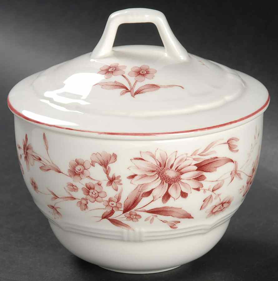 Antoinette Pink Sugar Bowl & Lid by Nikko-1