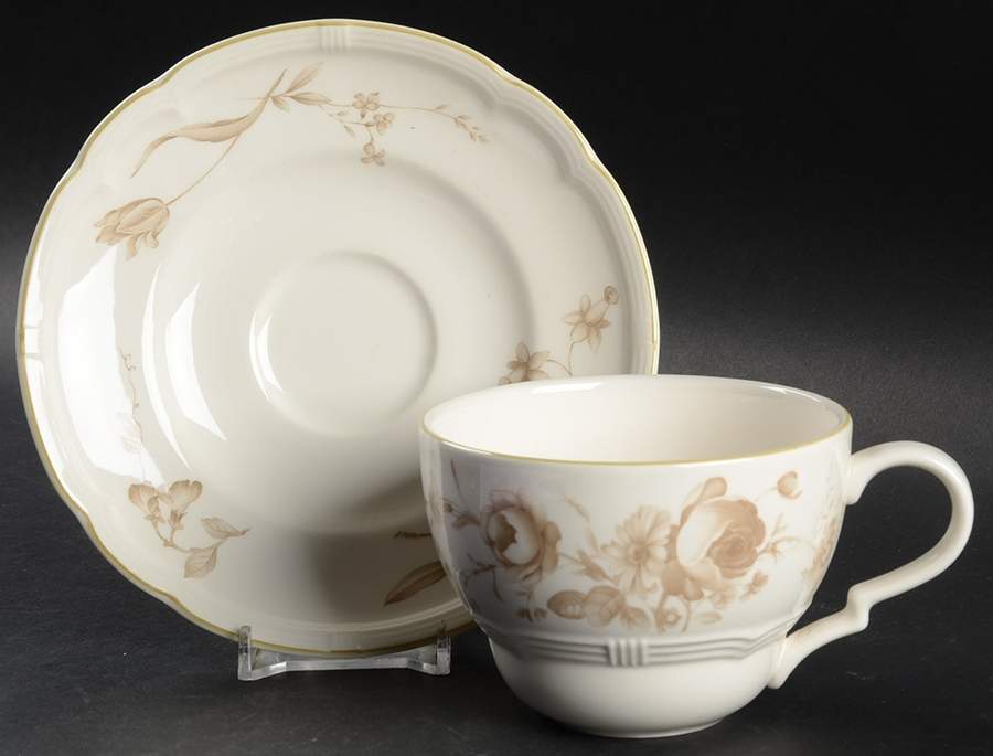 Antoinette Sand Flat Cup & Saucer Set by Nikko-1