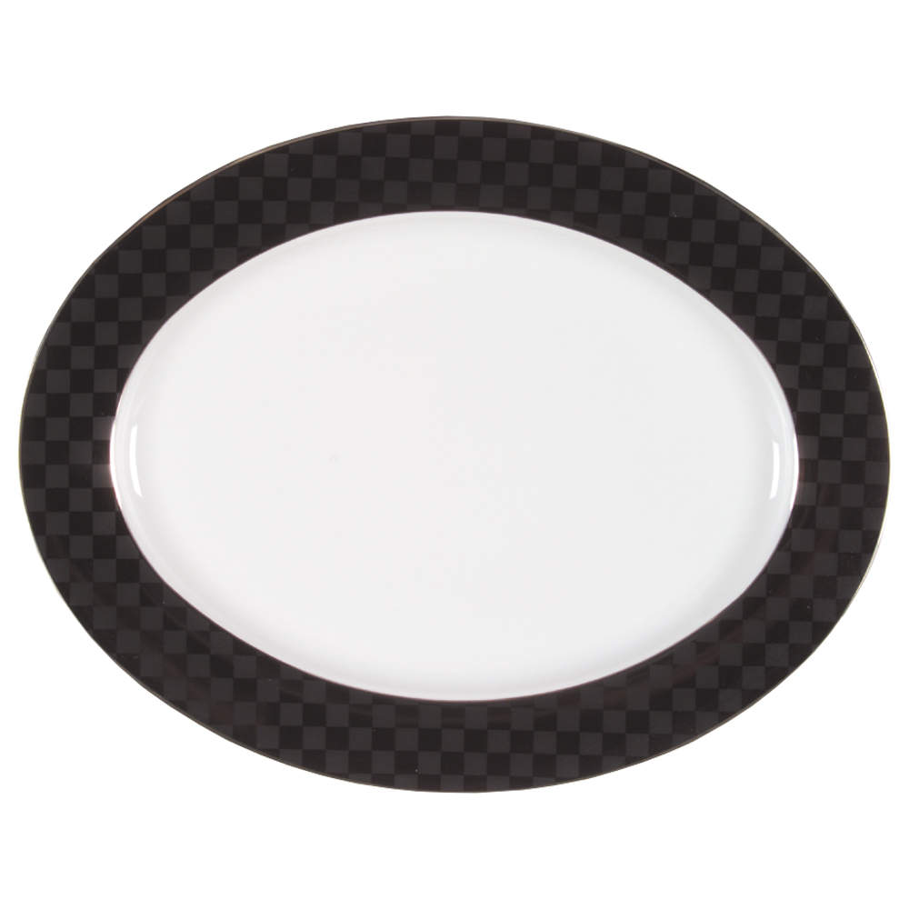 Black Tie 14" Oval Serving Platter by Nikko-1