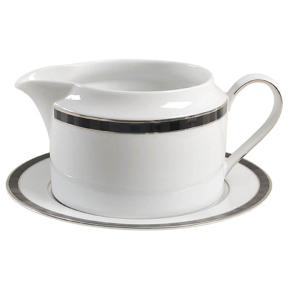 Black Tie Round Gravy Boat & Bread and Butter Stand by Nikko-1