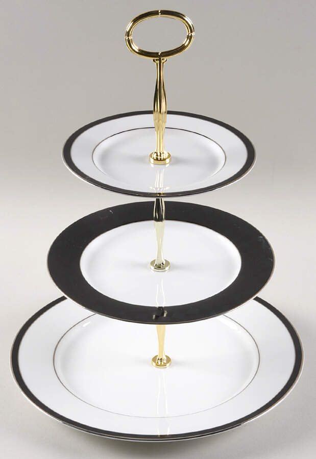 Black Tie 13 7/8"-14 1/4" 3-Tiered Serving Tray(DP,SP,BB) HC by Nikko-1