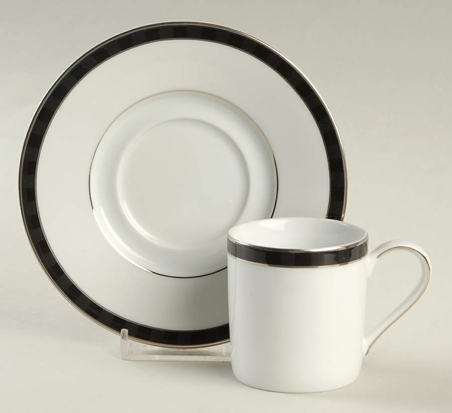 Black Tie Flat Demitasse Cup & Saucer Set by Nikko-1