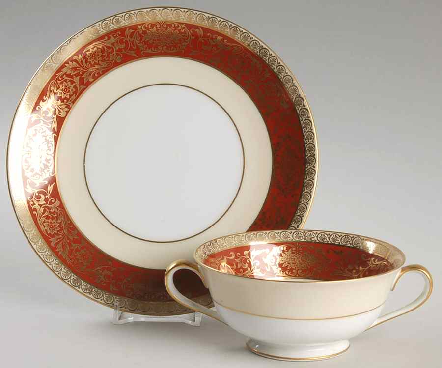 Brampton Footed Cream Soup Bowl & Saucer Set by Noritake-1
