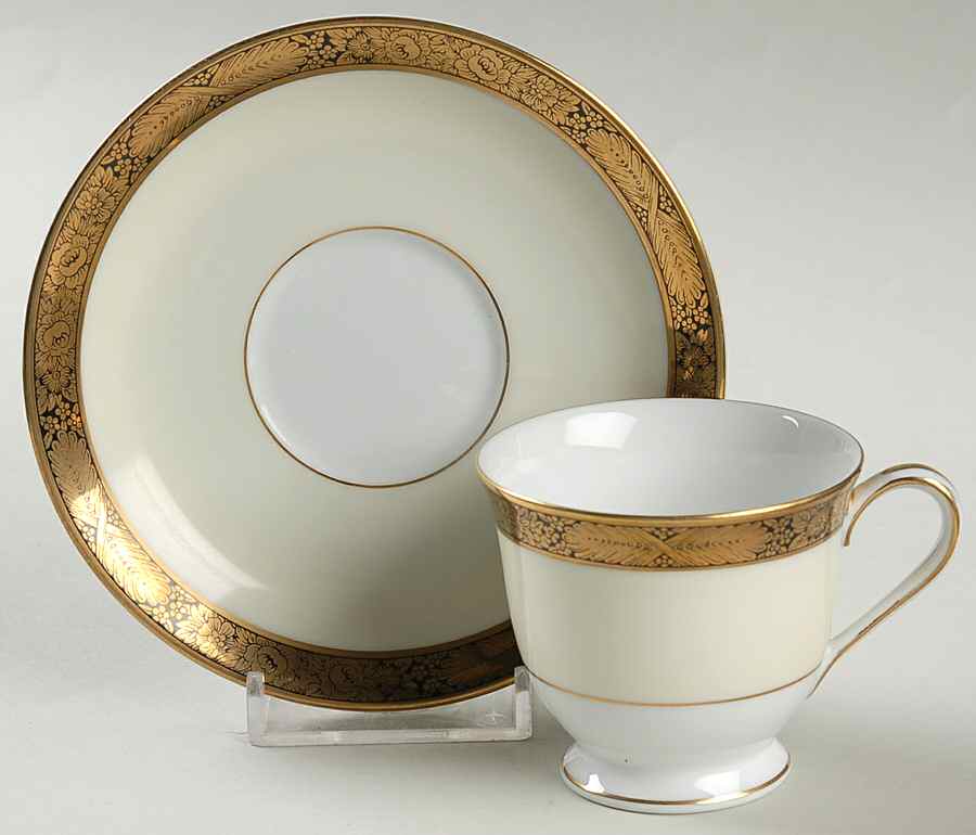 Goldkin (5675) Footed Demitasse Cup & Saucer Set by Noritake-1