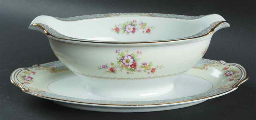 Bluedawn (4715) Gravy Boat with Attached Underplate by Noritake-1