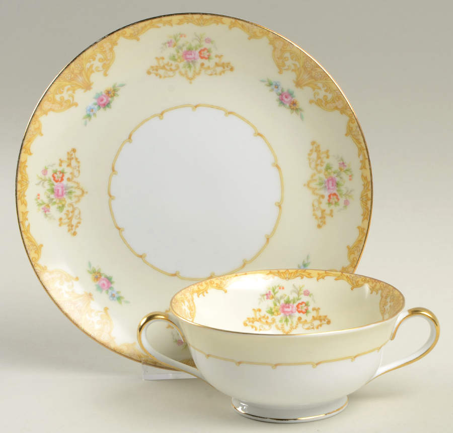 N1234 Footed Cream Soup Bowl & Saucer Set by Noritake-1