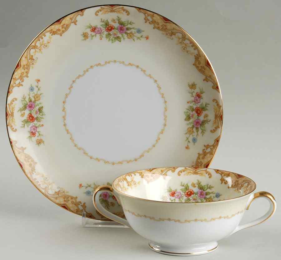 N1238 Footed Cream Soup Bowl & Saucer Set by Noritake-1