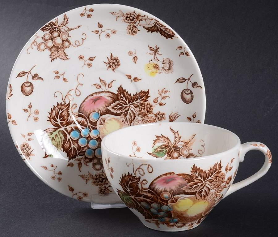 Fruit Festival Flat Cup & Saucer Set by Nasco (Japan)-1