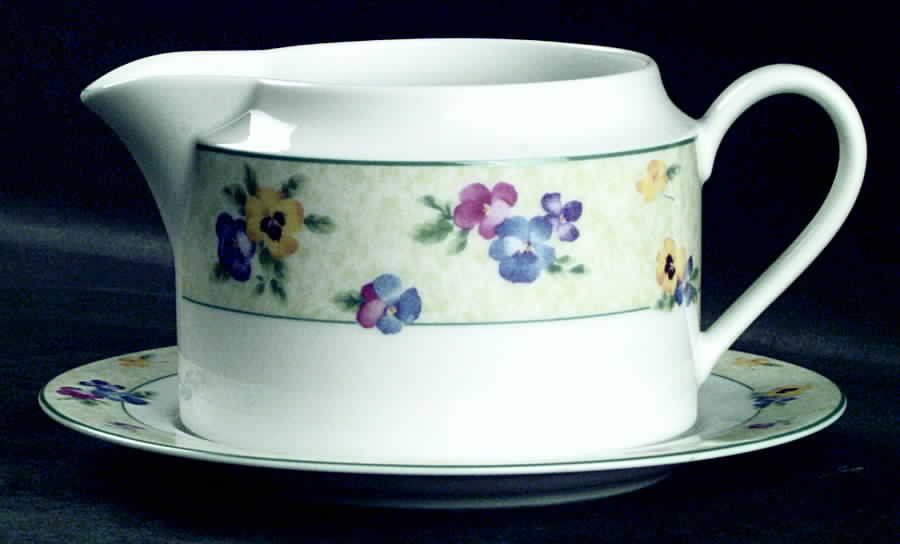 Pansies Gravy Boat & Underplate by Nikko-1